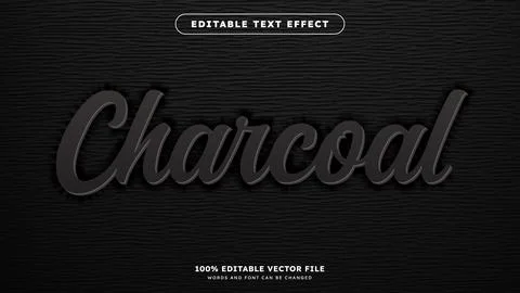 Editable black charcoal text effect written on a black background Stock Illustration