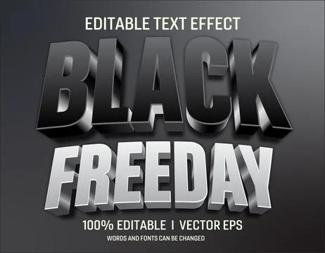 Editable black freeday vector text effect with modern style design Stock Illustration