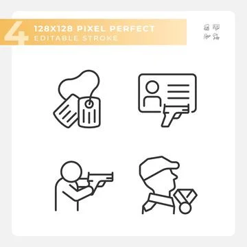 Editable black simple weapons icons collection Stock Illustration