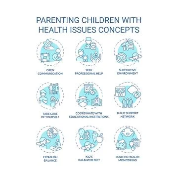 Editable blue icons representing parenting children concepts Stock-Illustration