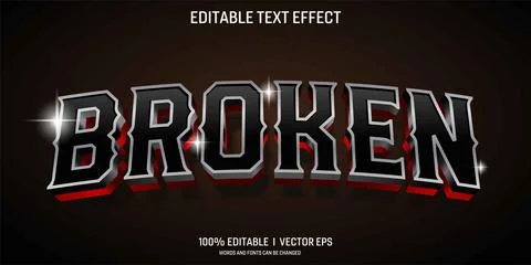 Editable broken vector 3d text effect with modern style design Illustrazione stock