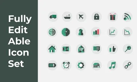 Editable Business and Web Icon Set Vector Collection 스톡 일러스트
