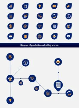 Editable business diagram template with set of icons Stock Illustration