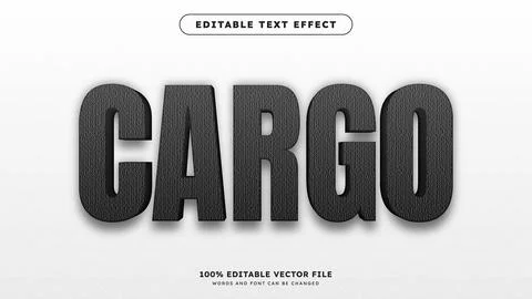 Editable Cargo 3D Text Effect with Bold and Dynamic Typography on a White B.. Stock Illustration
