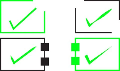 Editable Check Box Set with Pixel Grid Markup and Vector Stroke Elements 스톡 일러스트