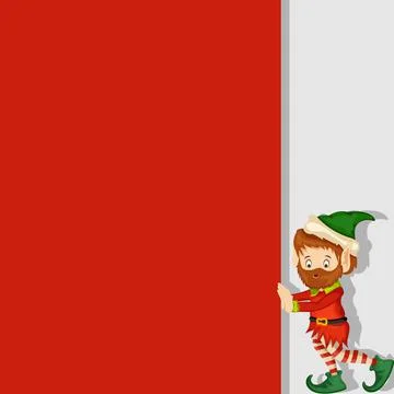 Editable christmas card with elf pushing Illustrazione stock