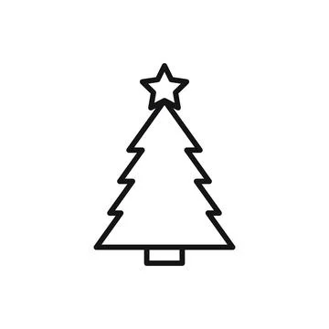 Editable Christmas Tree line icon. Vector illustration isolated on white back Stock Illustration