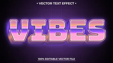 Editable Chrome Style Metallic Vibes Text Effect Futuristic Logo Maker Illustrazione stock