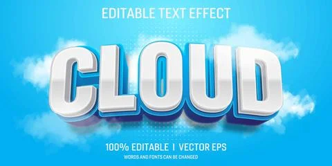 Editable cloud vector 3d text effect with modern style design Stock Illustration