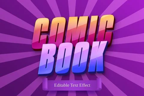 Editable Comic Book 3D Text Effect Cartoon Vector Style Stock Illustration