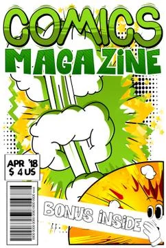 Editable comic book cover with abstract explosion background. イラスト素材