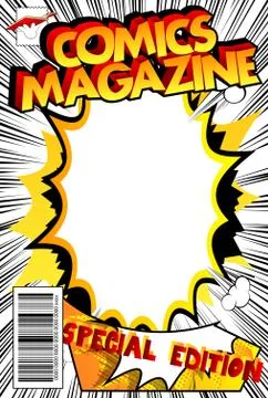 Editable comic book cover with abstract explosion background. イラスト素材
