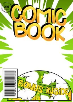 Editable comic book cover with simple explosion background. Vector illustrati Illustrazione stock