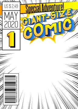 Editable comic book cover with simple explosion background. Vector illustrati Stock Illustration