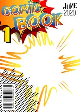Editable comic book cover with simple explosion background. Vector illustrati Stock Illustration