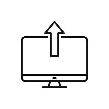 Editable computer file upload line icon. Vector illustration isolated on whit Stock Illustration