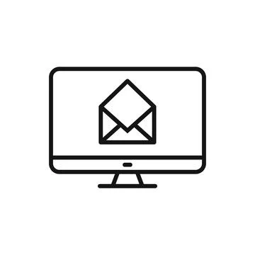 Editable computer open email line icon. Vector illustration isolated on white Stock Illustration