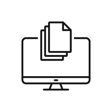 Editable computer open file line icon. Vector illustration isolated on white  Stock Illustration