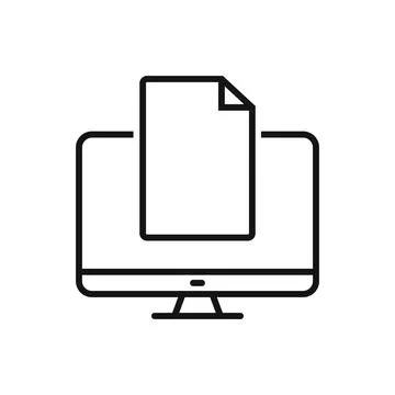 Editable computer open file line icon. Vector illustration isolated on white  Illustrazione stock