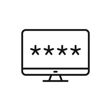 Editable computer password protection line icon. Vector illustration isolated Illustrazione stock