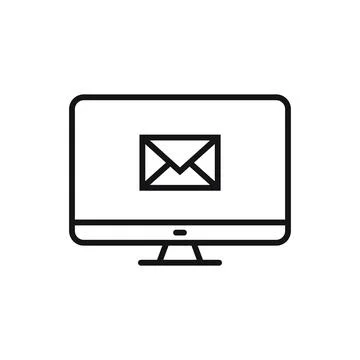 Editable computer receive email line icon. Vector illustration isolated on wh Stock Illustration