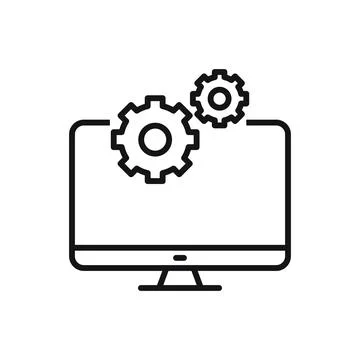 Editable computer repair setup line icon. Vector illustration isolated on whi 스톡 일러스트