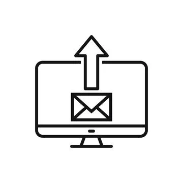 Editable computer send email line icon. Vector illustration isolated on white Stock Illustration