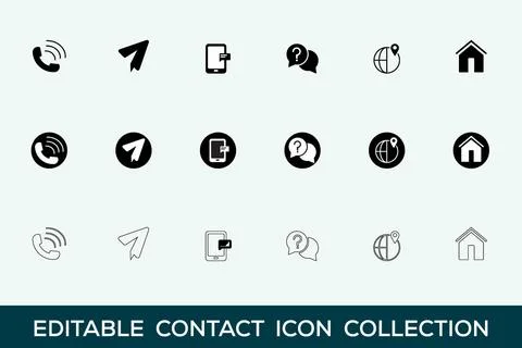 Editable contact icon collection 02 Stock Illustration
