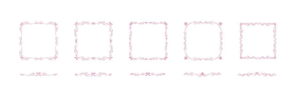 Editable coquette frames with bows, delimiters 스톡 일러스트