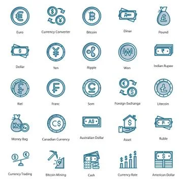 Editable Currencies Flat Vectors Pack Stock Illustration
