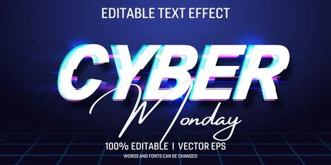 Editable cyber vector 3d text effect with modern style design Stock Illustration