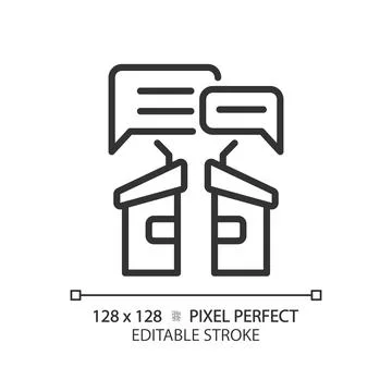 Editable dialog thin line icons with voting concept Stock Illustration