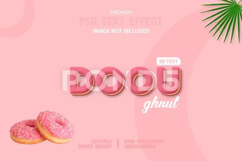 Editable Doughnut 3D PSD Text Effect Template Modèle PSD
