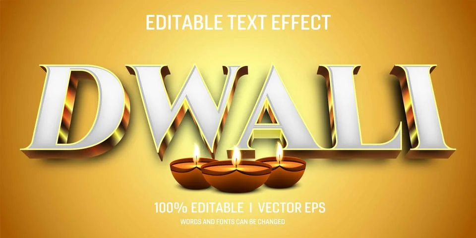 Editable dwali vector text effect with modern style design Stock Illustration