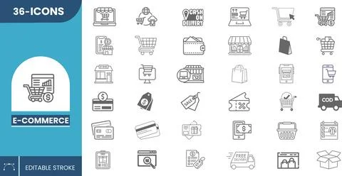 Editable E-Commerce Icon Set Stock Illustration