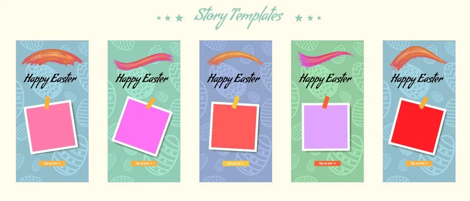Editable easter concept story template pack. Social media frames layouts. Vector Stock Illustration