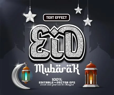 Editable eid mubarak text effect. Stock Illustration