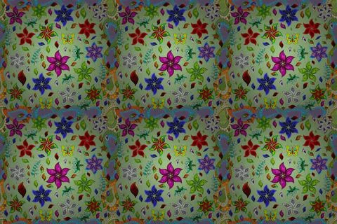 Editable. Elegant seamless pattern with neutral, blue and green flowers in water Illustrazione stock