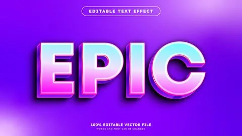 Editable Epic 3d text effect bold text style effect Stock Illustration