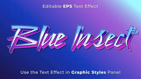 Editable EPS Text Effect of Blue Insect for Title and Poster. 3D Headline Templa Stock Illustration