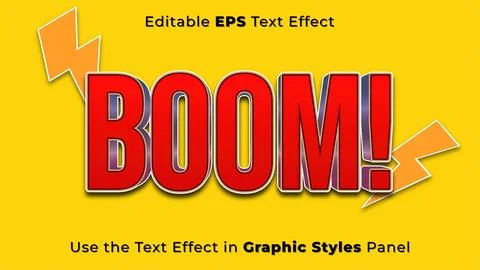 Editable EPS Text Effect of Boom for Title and Poster. 3D Headline Template, Dis Stock Illustration