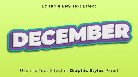 Editable EPS Text Effect of December for Title and Poster Stock Illustration