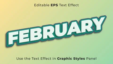 Editable EPS Text Effect of February for Title and Poster Stock Illustration