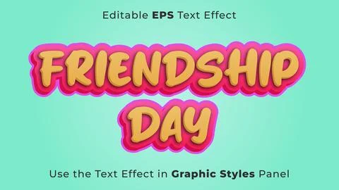 Editable EPS Text Effect of Friendship Day for Title and Poster Ilustración de archivo