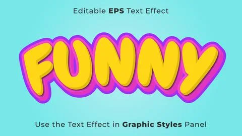 Editable EPS Text Effect of Funny for Title, Fun, Happy, and Poster Stock Illustration