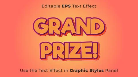 Editable EPS Text Effect of Grand Prize for Title and Poster Stock Illustration