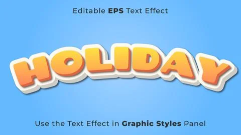 Editable EPS Text Effect of Holiday for Title and Poster Stock Illustration