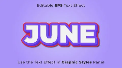Editable EPS Text Effect of June for Title and Poster Stock Illustration