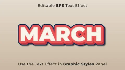 Editable EPS Text Effect of March for Title and Poster Stock Illustration