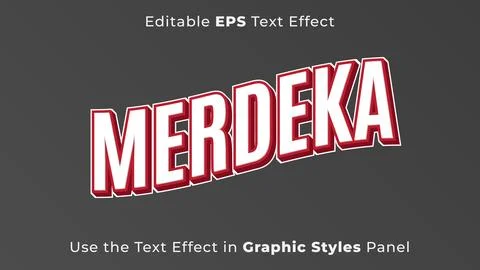 Editable EPS Text Effect of Merdeka for the Independence Day of Indonesia Stock Illustration